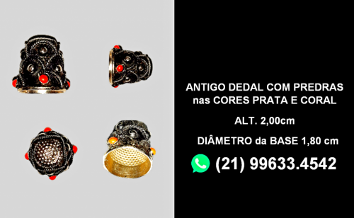 Dedal antigo com pedras coloridas - Perfeito 704282