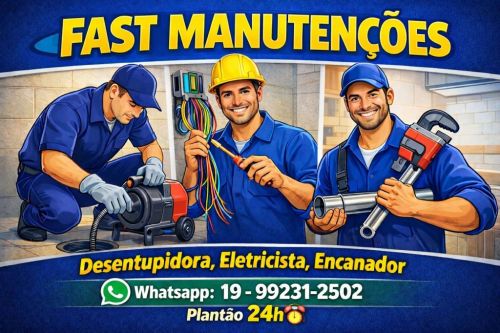 Desentupidora Eletricista Encanador no Parque São Martinho em Campinas 19-99231-2502 Fast Manutenções. 769929