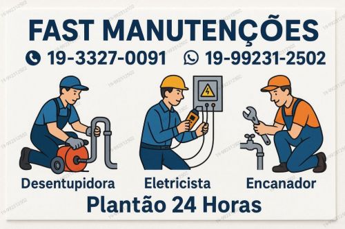 Desentupidora Eletricista Encanador no Parque São Martinho em Campinas 19-99231-2502 Fast Manutenções. 769930