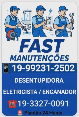 Desentupidora Eletricista Encanador no Vila Nova em Campinas 19-99231-2502 Fast Manutenções. 761626