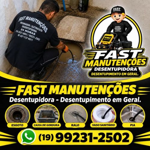 Desentupidora em Campinas e Região 19-99231-2502 Fast Manutenções - Serviço de Desentupimento em Geral. 788287