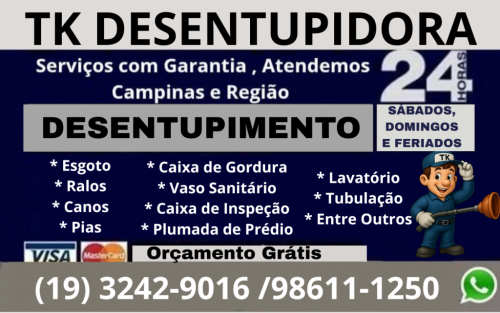 Desentupidora na Vila 31 de Março em Campinas 19 98611-1250 Orçamento Grátis 763671