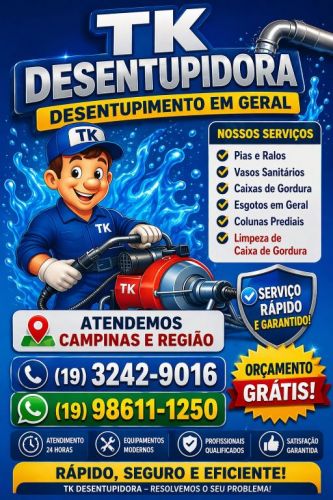 Desentupidora no Cambuí em Campinas - Tk Desentupidora Desentupimento de Encanamento em Geral 785618