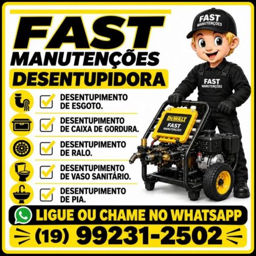Desentupidora no Chácara da Barra em Campinas 19-99231-2502 Desentupidora Fast Manutenções  788182