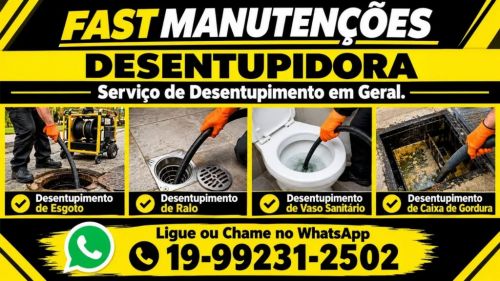Desentupidora no Chácara da Barra em Campinas 19-99231-2502 Desentupidora Fast Manutenções  788183