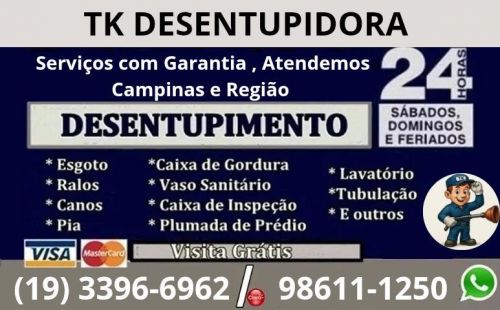 Desentupidora no Jardim Aurélia em Campinas Desentupimento de Encanamento em Geral 19 98611-1250 749135
