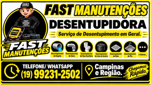 Desentupidora no Mansões Santo Antônio em Campinas 19-99231-2502 Desentupidora Fast Manutenções - Desentupimento em Geral. 787323