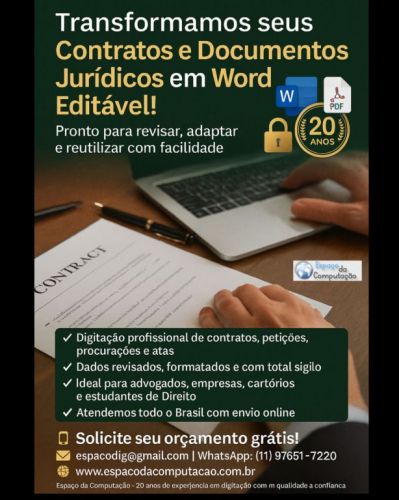 Digitação de Contratos e Documentos Jurídicos no Word de forma editável 752616