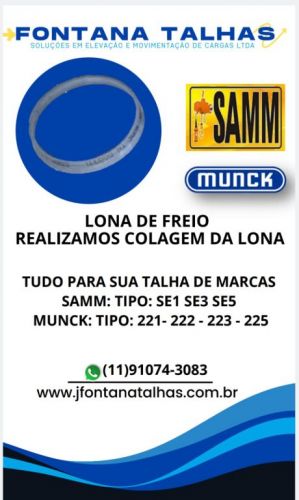 Disco de Freio para talhas de marca Samm e Munck 702794