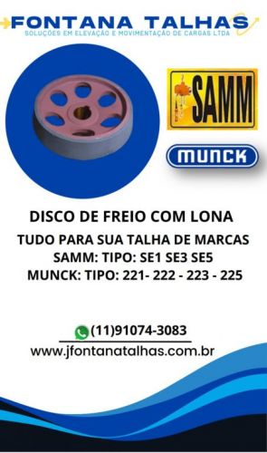 Disco de Freio para talhas de marca Samm e Munck 702795