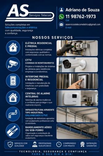 Elétrica Residencial e Predial  Cftv  Interfone  Alarme   782798