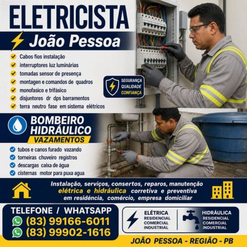 Eletricista  Bombeiro  Hidraulico   Consertos  Manutenção  João  Pessoa  83 99166-6011 780487