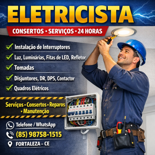 Eletricista   Bombeiro  Hidraulico   Fortaleza   24 Horas  85 98758-1515 777606