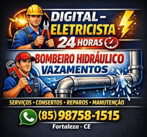 Eletricista   Bombeiro  Hidraulico  Fortaleza   24 Horas  85 98758-1515 782785