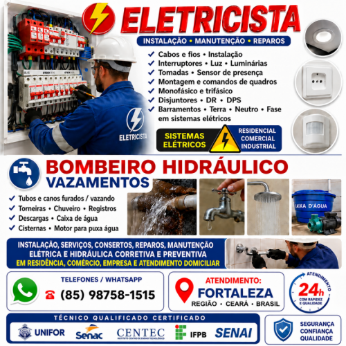 Eletricista Bombeiro Hidraulico Fortaleza 24 Horas 85 98758-1515 785637 Eletricista Bombeiro Hidraulico Fortaleza 24 Horas 85 98758-1515 785637