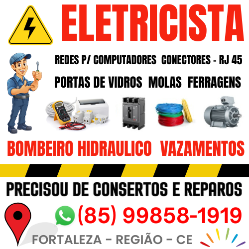 Eletricista  Bombeiro  Hidraulico   Fortaleza  24 Horas  85 99858-1919 769325