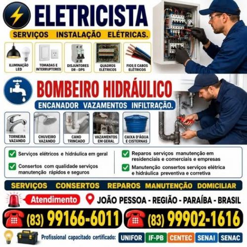 Eletricista  Bombeiro  Hidraulico  -  João  Pessoa  83 99166-6011 787839