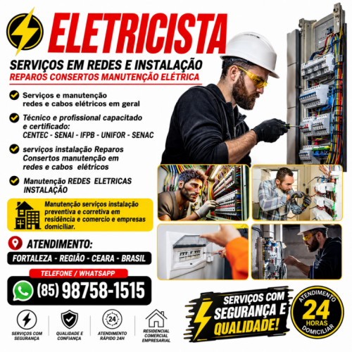 Eletricista serviços Fortaleza 24 Horas 85 98758-1515 785639 Eletricista serviços Fortaleza 24 Horas 85 98758-1515 785639