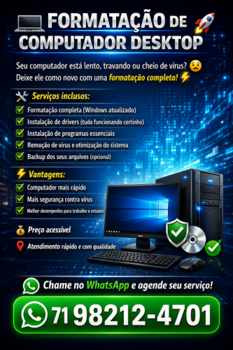 Formatação de computador instalação Windows a domicílio 781850