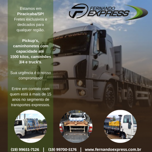 Fretes e entregas rápidas em Piracicaba 685120