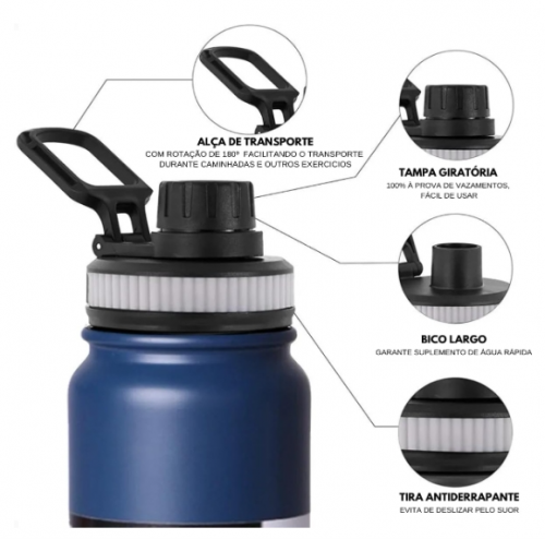 Garrafa De Agua Termica Gelada 800ml Em Aço Inox Antivazamento Com Infusor Com Alça Agua Quente ou Fria Para Academia Treino Caminhada Preta acesse esse. link https:amzn.to48qhorv 762348