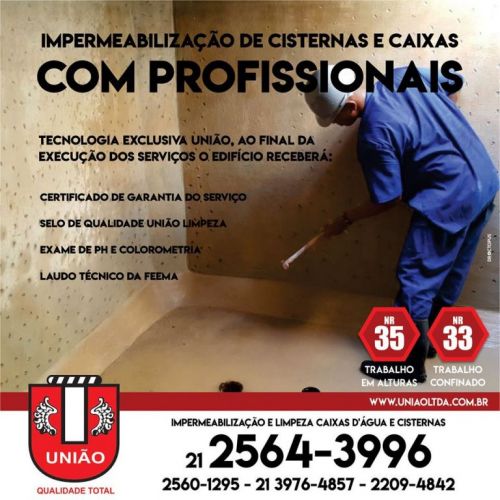 Impermeabilização e limpeza caixas dágua na região Duque de Caxias 540300