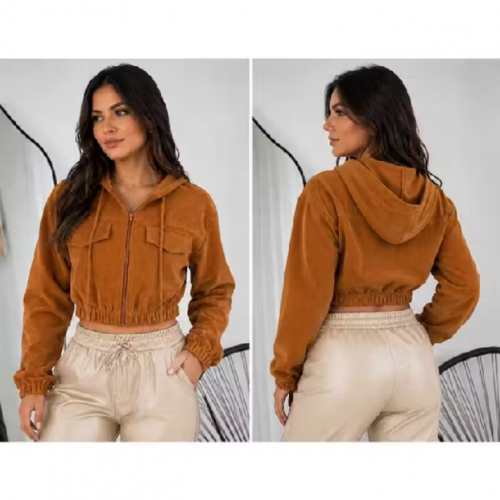 Jaqueta feminina cotelê cropped 782801