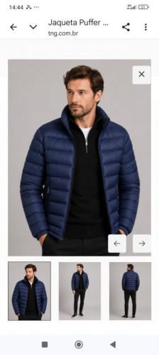 Jaqueta Puffer Masculina Leve Com Gola Alta e Bolsos 783563