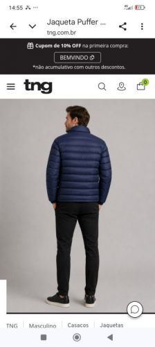 Jaqueta Puffer Masculina Leve Com Gola Alta e Bolsos 783564