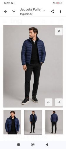Jaqueta Puffer Masculina Leve Com Gola Alta e Bolsos 783565
