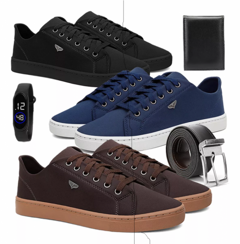 Kit 3 Sapatenis Tênis Masculino Casual Estiloso  Acessórios 745559