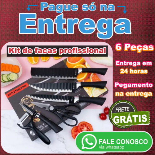 Kit 6 Facas Antiaderente – entrega rápida e pague só na entrega 770591
