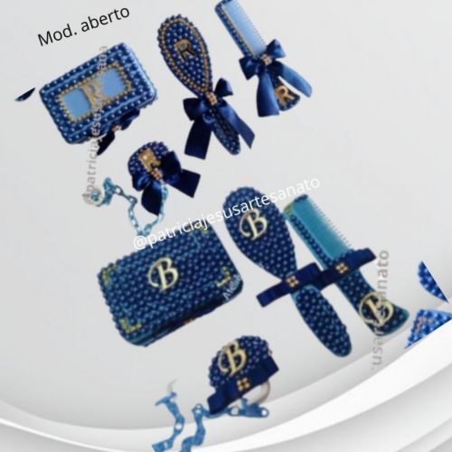 Kit acessorios personalizados para bebe pente escova saboneteira prendedor de chupeta perolas  756728