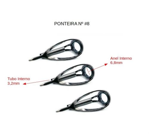 Kit com 3pcs Guia Passador Ponteiras Reparo Vara de Pesca Tipo Low Ride #8 Tube 3.2mm 779822