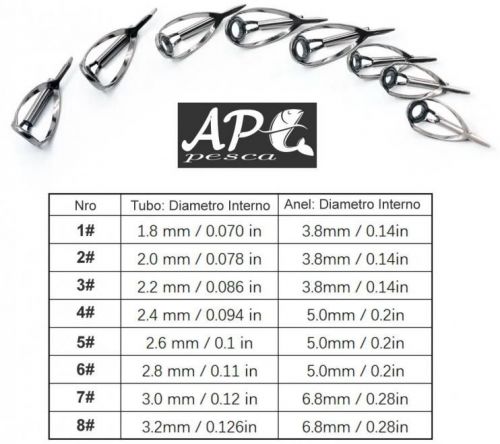 Kit com 3pcs Guia Passador Ponteiras Reparo Vara de Pesca Tipo Low Ride #8 Tube 3.2mm 779823