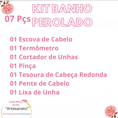 Kit Luxo personalizados com perolas para bebe higiene pessoal 756735