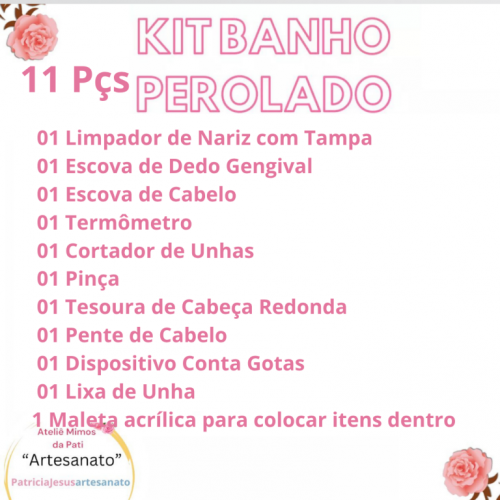 Kit Luxo personalizados com perolas para bebe higiene pessoal 756736