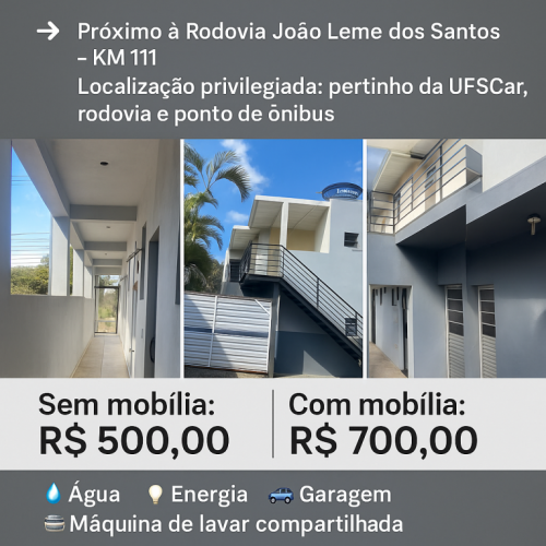 Kitnets alugar proximo a faculdade Ufscar Sorocaba 754780