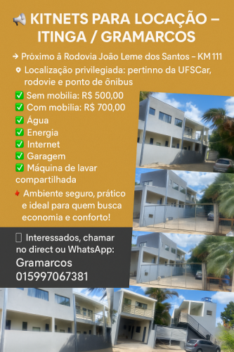 Kitnets alugar proximo a faculdade Ufscar Sorocaba 754783