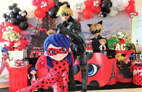 Ladybug e Catnoir personagens vivos cover Festa 738674