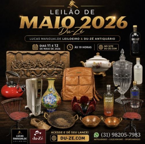Leilão De Maio 2026 Du-zé 781011 Leilão De Maio 2026 Du-zé 781011