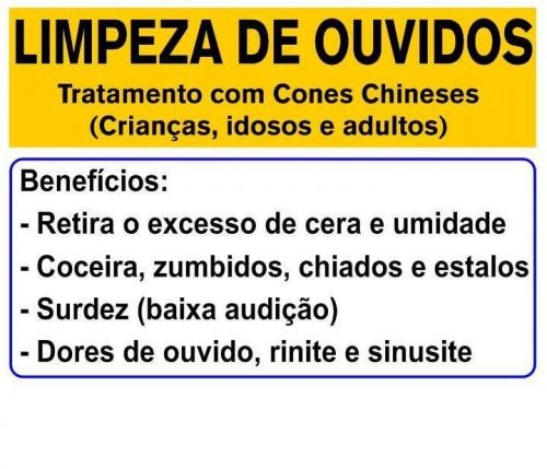 Limpeza dos Ouvidos entupidos coceira zumbidos surdez  com a tecnica dos Cones Chineses em São Jose Sc Centro na Rua Arnaldo Bonchewitz 29 - 48 3094-5746 217883