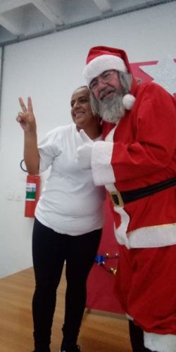 locutor para frente de loja papai noel para festas confraternizacao escolas 760720