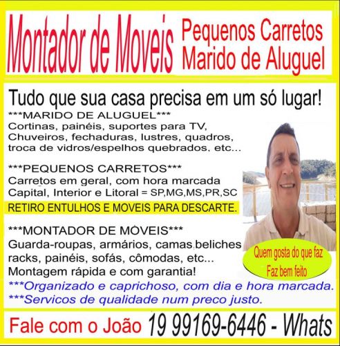 Marido de Aluguel Montador de Moveis Pequenos Carretos em Unicamp 762629