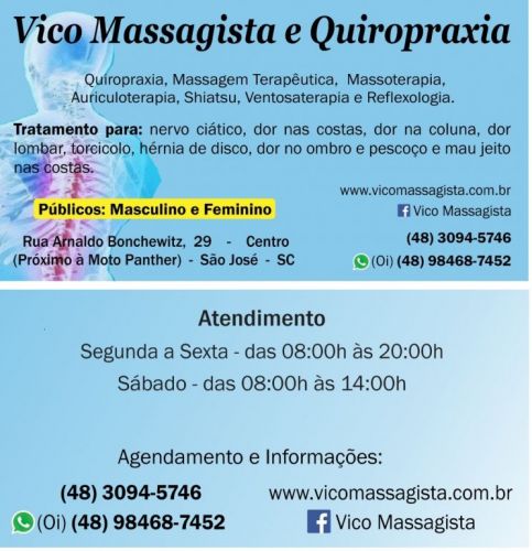 Massagem Terapêutica e Massoterapia em São José Sc grande Florianópolis de segunda a sábado 542315