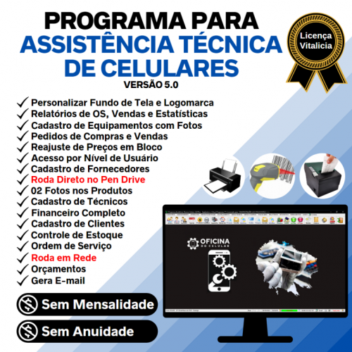 Programa Ordem de Serviço Assistência Técnica Celular  Vendas  Financeiro  Estatística v5.0 - Fpqsystem 654548