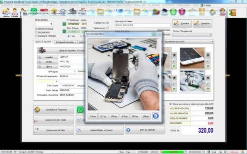 Programa Ordem de Serviço Assistência Técnica Celular  Vendas  Financeiro  Estatística v7.0 - Fpqsystem 654602