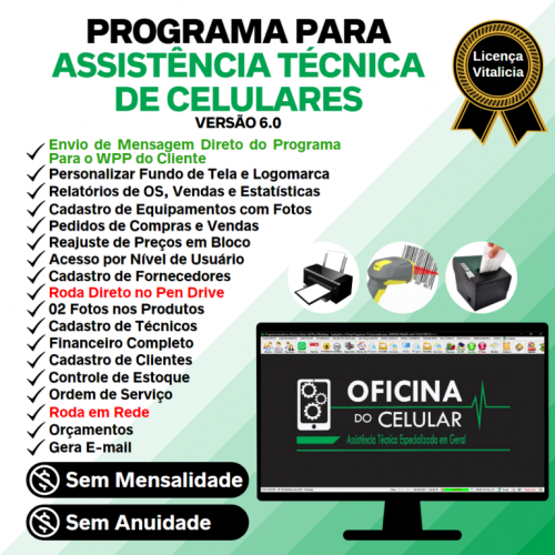 Programa Ordem de Serviço Assistência Técnica Celular  Vendas  Financeiro  Estatística  Whatsapp v6.0 - Fpqsystem 654568