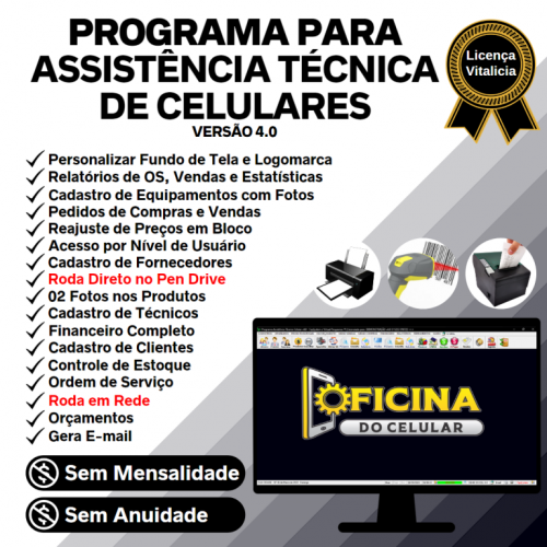 Programa Ordem de Serviço Assistência Técnica Celular  Vendas  Financeiro v4.0 - Fpqsystem 654528