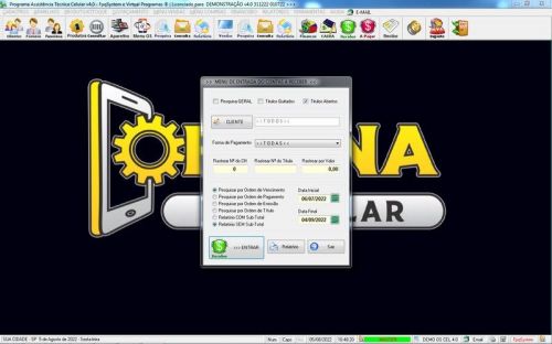 Programa Ordem de Serviço Assistência Técnica Celular  Vendas  Financeiro v4.0 - Fpqsystem 654542